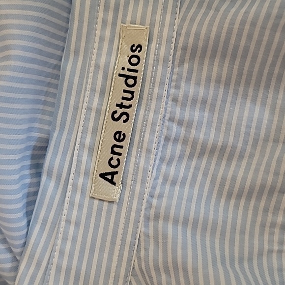 ACNE STUDIO'S 100% Cotton Striped Button down layered Blouse Shirt - Picture 10 of 11